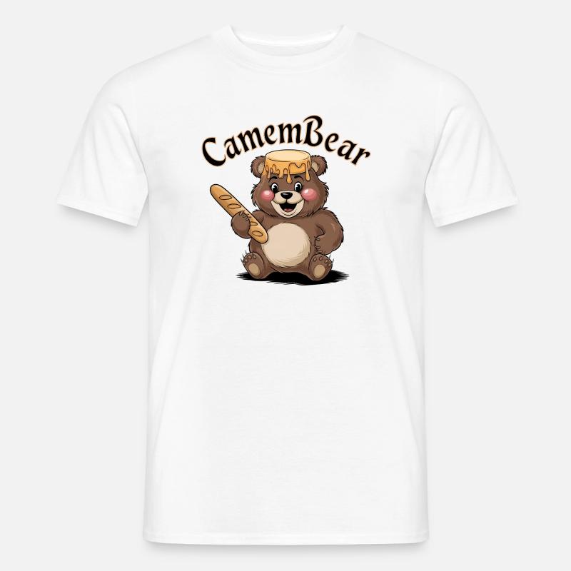 Bär mit Honig und Baguette - Männer T-Shirt - Weiß