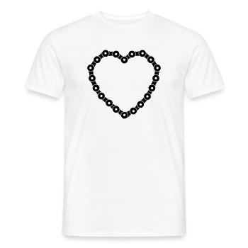 Chaîne de vélo en forme de cœur – Design créatif - T-shirt homme - blanc - Devant - AI Model Male 178 dark (178cm)