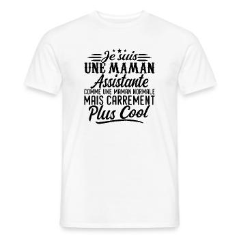 Assistant Mom: normal, but more badass - Men's T-Shirt - white - Front - AI Model Male 178 dark (178cm)