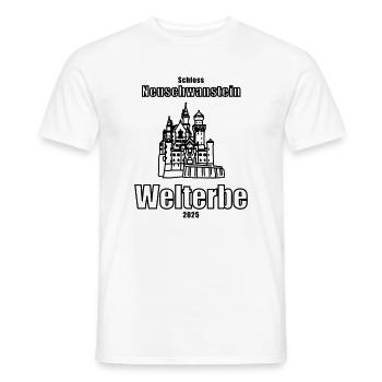 Neuschwanstein Castle is World Heritage Site 2025 - Men's T-Shirt - white - Front - AI Model Male 178 dark (178cm)