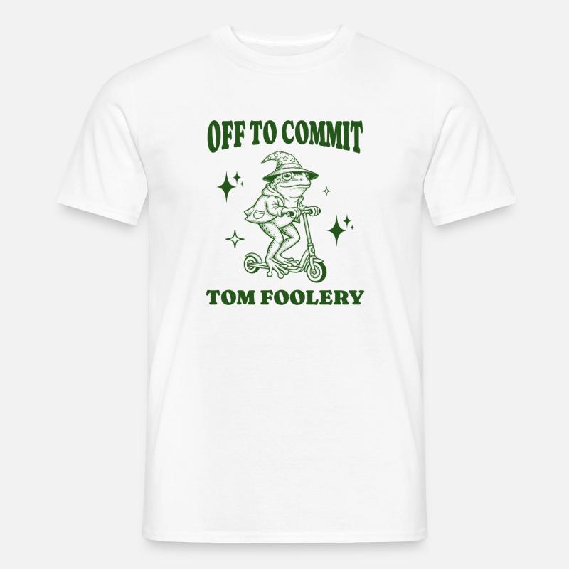 Off To Commit Tom Foolery Funny Frog Illustration - Men’s T-shirt - white