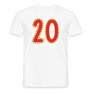 20. 20 ANS. 20e ANNIVERSAIRE. ANNIVERSAIRE 20 ANS. - T-shirt homme - blanc - Devant - AI Model Male 178 dark (178cm)