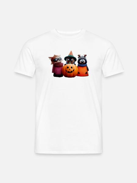 Vollmond Kürbis Patrouille | Halloween Tiere - Männer T-Shirt - Weiß