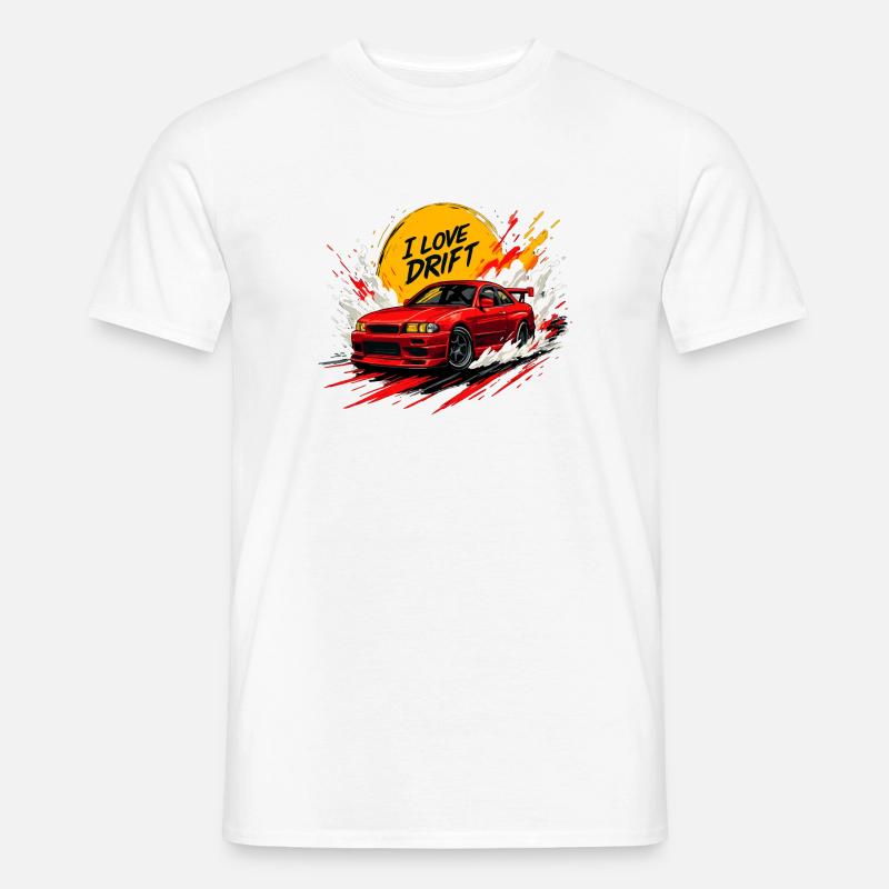 Rotes Drift Auto Splash Kunstwerk - Männer T-Shirt - Weiß