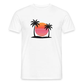 Tropical sunset with palm trees - Men's T-Shirt - white - Front - AI Model Male 178 dark (178cm)
