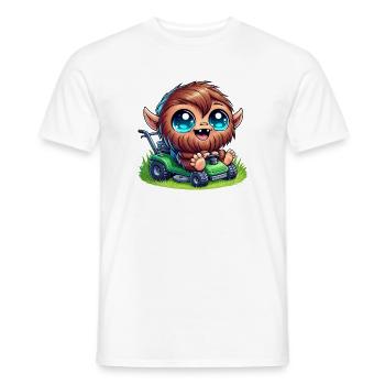 Cute Bigfoot Sasquatch Lawn Mower Horticulture - Men's T-Shirt - white - Front - AI Model Male 178 dark (178cm)
