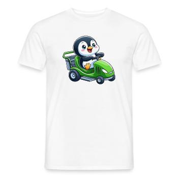 Cute Penguin Lawn Mower Horticulture - Men's T-Shirt - white - Front - AI Model Male 178 dark (178cm)
