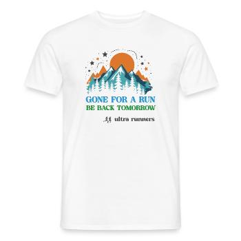 Zum Laufen gegangen – Bin morgen wieder da – Ultraläufer - Männer T-Shirt - Weiß - Vorne - AI Model Male 178 dark (178cm)