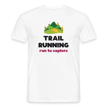 Trailrunning – Laufen, um die Welt zu erkunden - Männer T-Shirt - Weiß - Vorne - AI Model Male 178 dark (178cm)