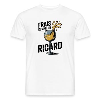 Wine glass with humorous splashes - Men's T-Shirt - white - Front - AI Model Male 178 dark (178cm)