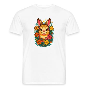 Illustration de lapin floral, amour des lapins - T-shirt homme - blanc - Devant - AI Model Male 178 dark (178cm)