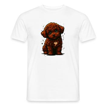 Charming Cartoon Poodle Illustration, Love Dogs - Men's T-Shirt - white - Front - AI Model Male 178 dark (178cm)