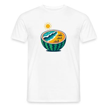 Strand-Yoga-Sonnenuntergangsszene, Warermelon-Liebhaber - Männer T-Shirt - Weiß - Vorne - AI Model Male 178 dark (178cm)