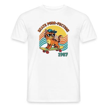Skate cat - Men's T-Shirt - white - Front - AI Model Male 178 dark (178cm)