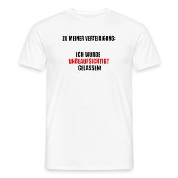 Left Unattended, Warning on T-Shirt - Men's T-Shirt - white - Front - AI Model Male 178 dark (178cm)