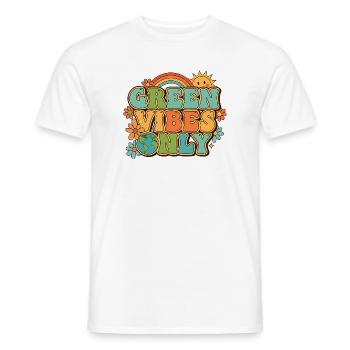 Green Vibes Only Hippie Retro Style - Männer T-Shirt - Weiß - Vorne - AI Model Male 178 dark (178cm)