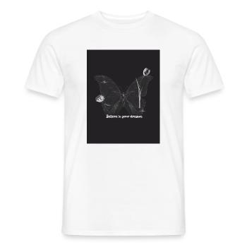 Butterfly with Inspirational Message in Black and White - Men's T-Shirt - white - Front - AI Model Male 178 dark (178cm)