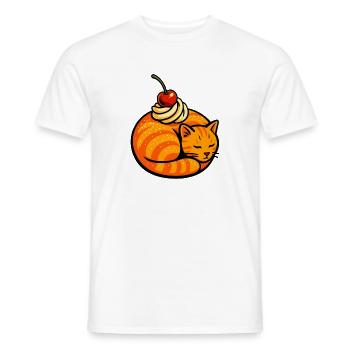 Orange Katze und Kirschen Illustration - Männer T-Shirt - Weiß - Vorne - AI Model Male 178 dark (178cm)