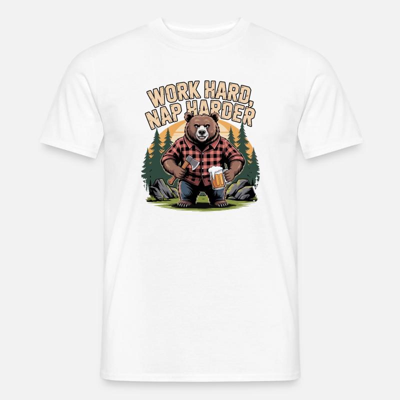 Work Hard Nap Harder Bear - Men’s T-shirt - white