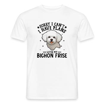 Illustration d'un caniche blanc mignon - T-shirt homme - blanc - Devant - AI Model Male 178 dark (178cm)