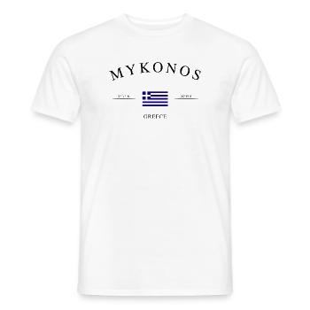 Mykonos, Grèce – Souvenir et cadeau de vacances - T-shirt homme - blanc - Devant - AI Model Male 178 dark (178cm)