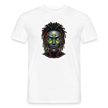 Cyber Rasta Jamaika Reggae Future Vibes - Männer T-Shirt - Weiß - Vorne - AI Model Male 178 dark (178cm)