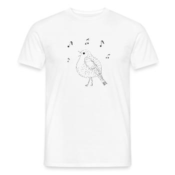 Elégant oiseau chanteur en noir et blanc - T-shirt homme - blanc - Devant - AI Model Male 178 dark (178cm)