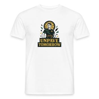 Unpave Tomorrow – Unsealing the City - Men's T-Shirt - white - Front - AI Model Male 178 dark (178cm)