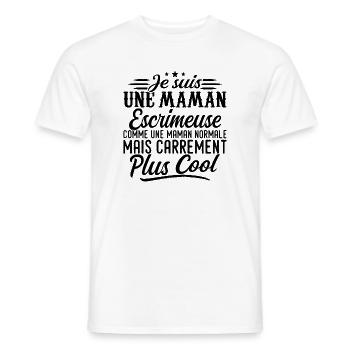 Fencer Mom: normal, but more badass - Men's T-Shirt - white - Front - AI Model Male 178 dark (178cm)