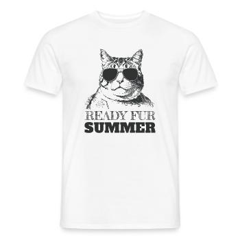 Cool Cat in sunglasses ready for summer - Men's T-Shirt - white - Front - AI Model Male 178 dark (178cm)
