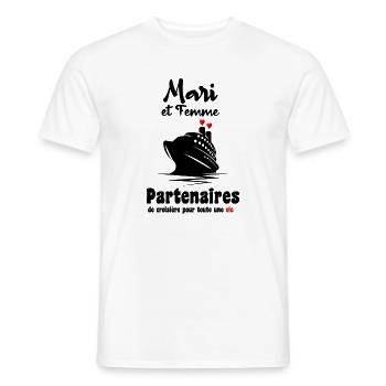 Husband and Wife Cruise Partners for Anniv - Men's T-Shirt - white - Front - AI Model Male 178 dark (178cm)