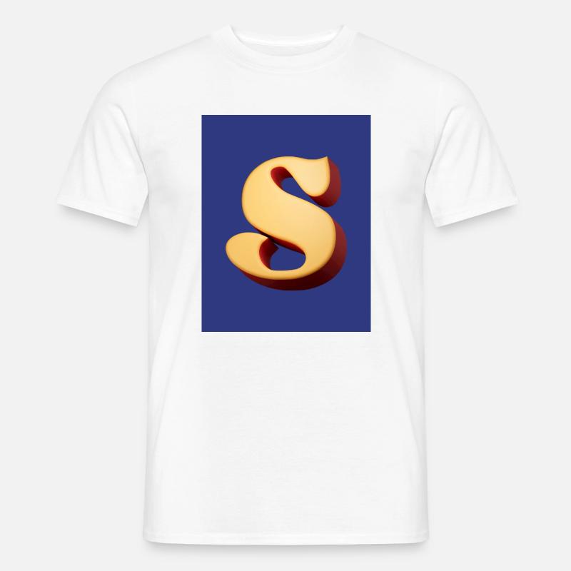 3D Hellbrauner Buchstabe S Look - Männer T-Shirt - Weiß