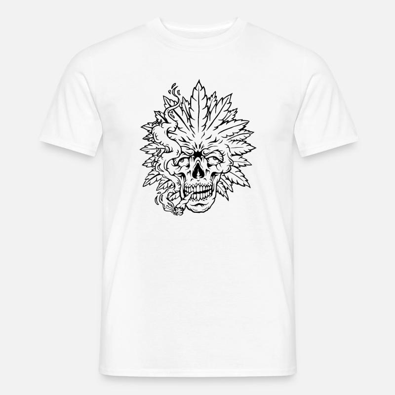 Psychedelic Skull Weed Design - Totenkopf - Männer T-Shirt - Weiß