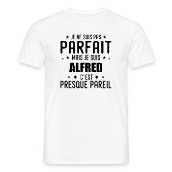 Alfred : authentique, imparfait, top, perfection - T-shirt homme - blanc - Devant - AI Model Male 178 dark (178cm)