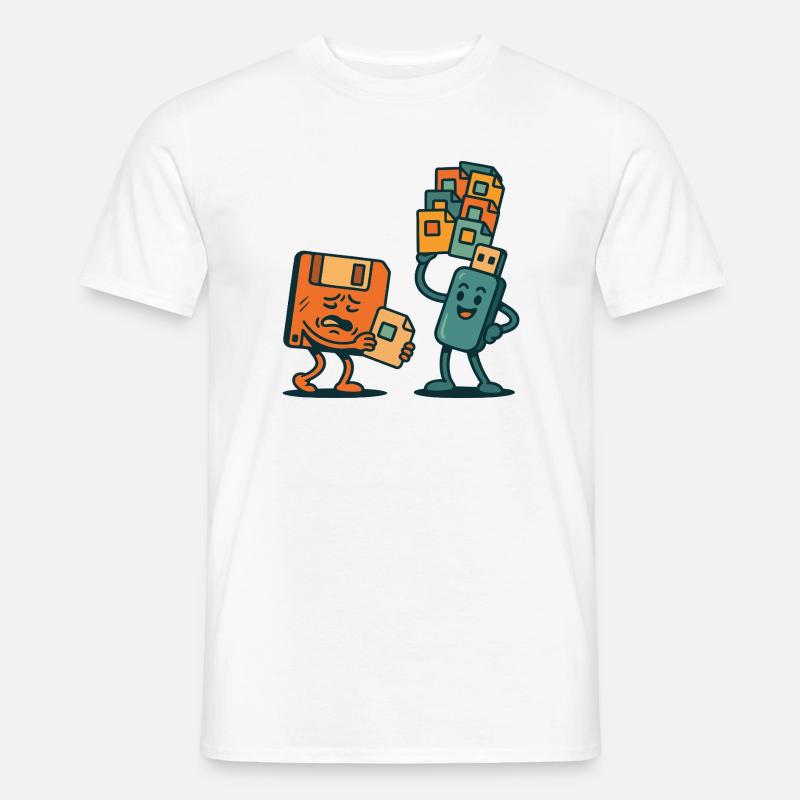 Diskette vs. USB-Laufwerk Retro Tech Sarkasmus - Männer T-Shirt - Weiß