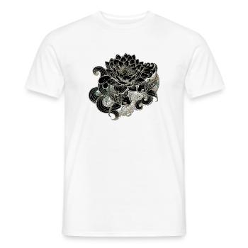Koi and lotus flower in yin yang style - Men's T-Shirt - white - Front - AI Model Male 178 dark (178cm)