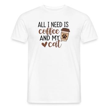 All I Need Is Coffee And My Cat - Men's T-Shirt - white - Front - AI Model Male 178 dark (178cm)