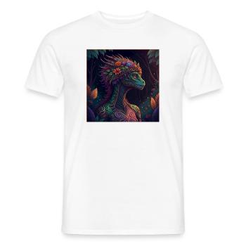 Mythical Jungle Dragon Illustration - Men's T-Shirt - white - Front - AI Model Male 178 dark (178cm)
