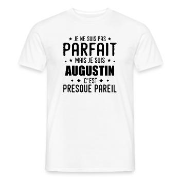 Augustin : authentique, imparfait, top, perfection - T-shirt homme - blanc - Devant - AI Model Male 178 dark (178cm)