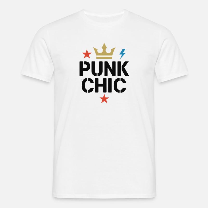 Punk Chic – Krone & Blitz - Männer T-Shirt - Weiß