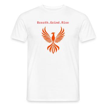 Motivational slogan Sport, Everyday Life, Strength - Men's T-Shirt - white - Front - AI Model Male 178 dark (178cm)