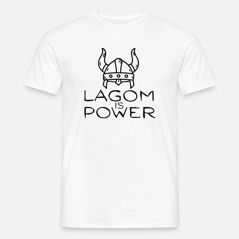 Lagom Is Power – Wikingerhelm Minimalistisches Design - Männer T-Shirt - Weiß