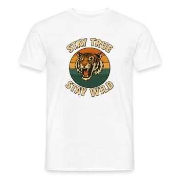 Stay True – Stay Wild – Tiger - Men's T-Shirt - white - Front - AI Model Male 178 dark (178cm)