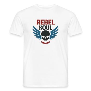 Âme rebelle – Crâne et ailes - T-shirt homme - blanc - Devant - AI Model Male 178 dark (178cm)