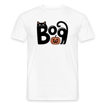 Mignon Effrayant Halloween Boo Chat Noir avec Citrouille - T-shirt homme - blanc - Devant - AI Model Male 178 dark (178cm)
