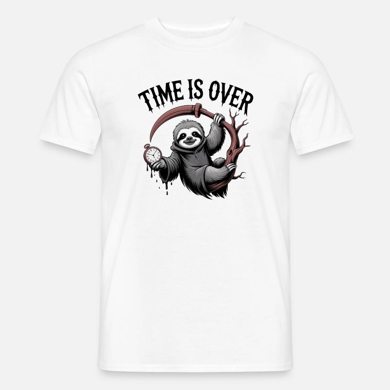 Sloth Grim Reaper Time - Mænd T-shirt - hvid