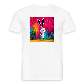Cartoon Kaninchen im bunten Dschungel - Männer T-Shirt - Weiß - Vorne - AI Model Male 178 dark (178cm)