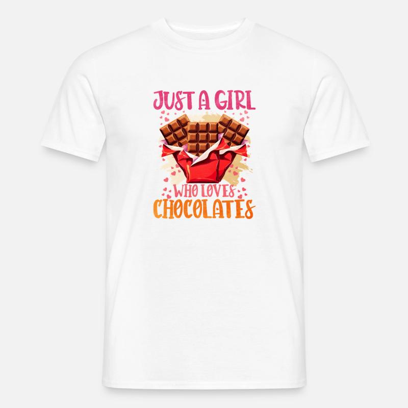 Mädchenliebe zu Schokolade mit Herzherz - Männer T-Shirt - Weiß