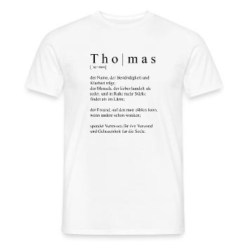 Thomas Definition Typography - Men's T-Shirt - white - Front - AI Model Male 178 dark (178cm)