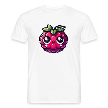 Himbeer-Kawaii-Augen erstaunt - Männer T-Shirt - Weiß - Vorne - AI Model Male 178 dark (178cm)